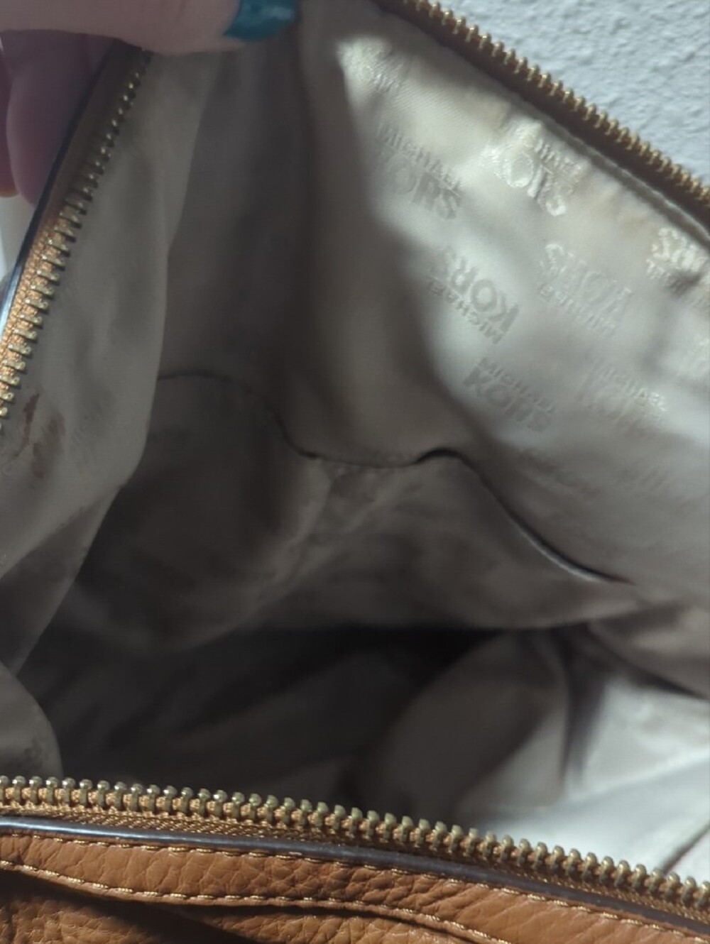 Michael Kors Cognac Pebbled Leather Satchel - Picture 6 of 10
